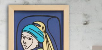 戴珍珠耳环的少女 立体剪纸纸雕装饰画
