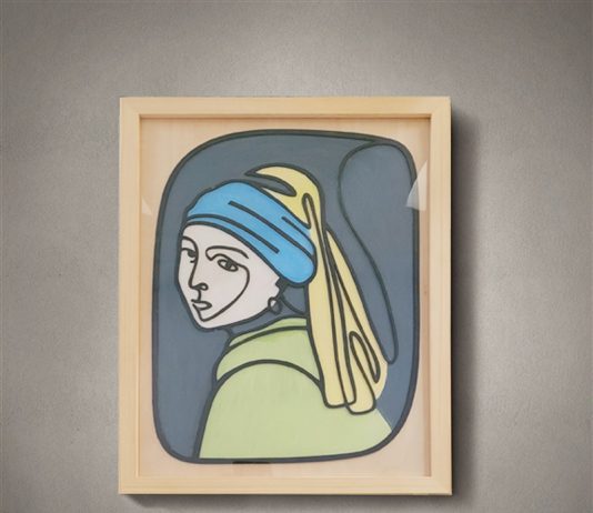 戴珍珠耳环的少女 木质叠雕装饰画